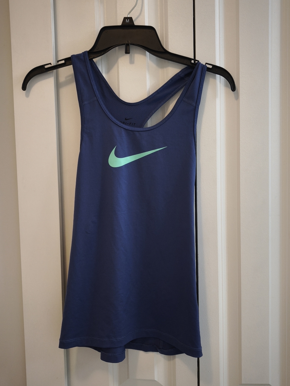 Nike Women's Blue Dri-FIT Tank with Mint Green Swoosh